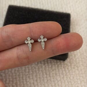 CZ Cross Stud Earrings for Men Women Streetwear Hip Hop Punk Unisex Earrings
